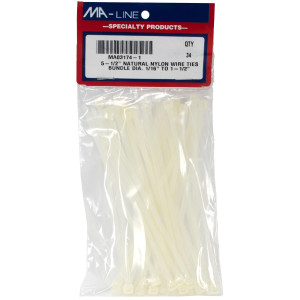 MA-Line MA03174-1 Wire Tie White 5.5in long Bundle Diameter 1/16 to 1-3/4 in. Bag of 34 MA-Line MA03174-1 Wire Tie White 5.5in long Bundle Diameter 1/16 to 1-3/4 in. Bag of 34