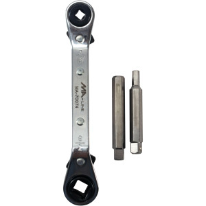 MA-Line MA-70074 Ratchet Wrench with Adaptors. Offset 5-1/2in. One end Square 3/16in and 1/4in. One end Square 3/16in and 5/16in. Hex Adaptors 3/16in and 5/16in MA-Line MA-70074 Ratchet Wrench with Adaptors. Offset 5-1/2in. One end Square 3/16in and 1/4in. One end Square 3/16in and 5/16in. Hex Adaptors 3/16in and 5/16in