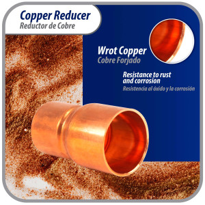 Appli Parts AP-R078034 7/8x3/4 in Reducing Bushing Copper pipe fittings C x C Sweat connections for refrigeration, air conditioning and plumbing applications ACR and Type L copper pipe Appli Parts AP-R078034 7/8x3/4 in Reducing Bushing Copper pipe fittings C x C Sweat connections for refrigeration, air conditioning and plumbing applications ACR and Type L copper pipe