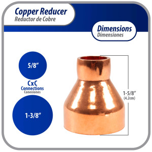 Appli Parts AP-R138058 1-3/8x5/8 in Reducing Bushing Copper pipe fittings CxC Sweat connections for refrigeration, air conditioning and plumbing applications ACR and Type L copper pipe Appli Parts AP-R138058 1-3/8x5/8 in Reducing Bushing Copper pipe fittings CxC Sweat connections for refrigeration, air conditioning and plumbing applications ACR and Type L copper pipe