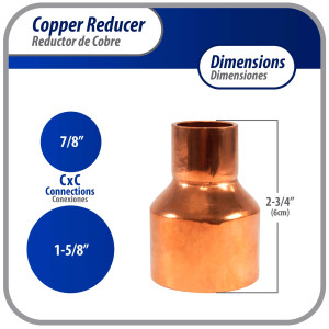 Appli Parts AP-R158078 1-5/8x7/8 in Reducing Bushing Copper pipe fittings CxC Sweat connections for refrigeration, air conditioning and plumbing applications ACR and Type L copper pipe Appli Parts AP-R158078 1-5/8x7/8 in Reducing Bushing Copper pipe fittings CxC Sweat connections for refrigeration, air conditioning and plumbing applications ACR and Type L copper pipe