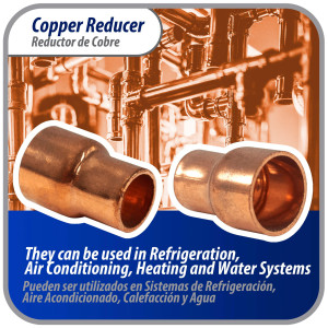 Appli Parts AP-R012038 1/2x3/8 in Reducing Bushing Copper pipe fittings C x C Sweat connections for refrigeration, air conditioning and plumbing applications ACR and Type L copper pipe Appli Parts AP-R012038 1/2x3/8 in Reducing Bushing Copper pipe fittings C x C Sweat connections for refrigeration, air conditioning and plumbing applications ACR and Type L copper pipe