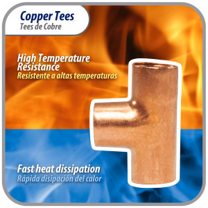 Appli Parts AP-T014B10 1/4in Wrot Copper Tee CxCxC connections for refrigeration, air conditioning and plumbing applications ACR and Type L copper pipe (10 x Bag)
 Appli Parts AP-T014B10 1/4in Wrot Copper Tee CxCxC connections for refrigeration, air conditioning and plumbing applications ACR and Type L copper pipe (10 x Bag)