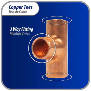 Appli Parts AP-T014B10 1/4in Wrot Copper Tee CxCxC connections for refrigeration, air conditioning and plumbing applications ACR and Type L copper pipe (10 x Bag)
 Appli Parts AP-T014B10 1/4in Wrot Copper Tee CxCxC connections for refrigeration, air conditioning and plumbing applications ACR and Type L copper pipe (10 x Bag)