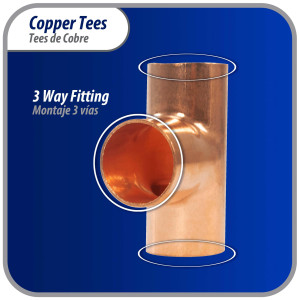 Appli Parts AP-T034B10 3/4 in Wrot Copper Tee CxCxC connections for refrigeration, air conditioning and plumbing applications ACR and Type L copper pipe (10 x Bag)
 Appli Parts AP-T034B10 3/4 in Wrot Copper Tee CxCxC connections for refrigeration, air conditioning and plumbing applications ACR and Type L copper pipe (10 x Bag)