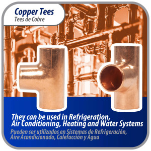 Appli Parts AP-T012B10 1/2in Wrot Copper Tee CxCxC connections for refrigeration, air conditioning and plumbing applications ACR and Type L copper pipe (10 x Bag)
 Appli Parts AP-T012B10 1/2in Wrot Copper Tee CxCxC connections for refrigeration, air conditioning and plumbing applications ACR and Type L copper pipe (10 x Bag)