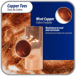 Appli Parts AP-T012B10 1/2in Wrot Copper Tee CxCxC connections for refrigeration, air conditioning and plumbing applications ACR and Type L copper pipe (10 x Bag)
 Appli Parts AP-T012B10 1/2in Wrot Copper Tee CxCxC connections for refrigeration, air conditioning and plumbing applications ACR and Type L copper pipe (10 x Bag)