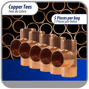 Appli Parts AP-T138B5 1-3/8in Wrot Copper Tee CxCxC connections for refrigeration, air conditioning and plumbing applications ACR and Type L copper pipe (5 x Bag)
 Appli Parts AP-T138B5 1-3/8in Wrot Copper Tee CxCxC connections for refrigeration, air conditioning and plumbing applications ACR and Type L copper pipe (5 x Bag)