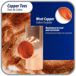 Appli Parts AP-T058 5/8 in Wrot Copper Tee CxCxC connections for refrigeration, air conditioning and plumbing applications ACR and Type L copper pipe Appli Parts AP-T058 5/8 in Wrot Copper Tee CxCxC connections for refrigeration, air conditioning and plumbing applications ACR and Type L copper pipe