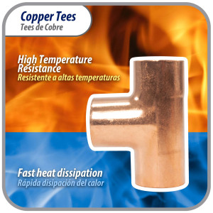 Appli Parts AP-T058 5/8 in Wrot Copper Tee CxCxC connections for refrigeration, air conditioning and plumbing applications ACR and Type L copper pipe Appli Parts AP-T058 5/8 in Wrot Copper Tee CxCxC connections for refrigeration, air conditioning and plumbing applications ACR and Type L copper pipe