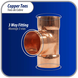 Appli Parts AP-T118 1-1/8 in Wrot Copper Tee CxCxC connections for refrigeration, air conditioning and plumbing applications ACR and Type L copper pipe Appli Parts AP-T118 1-1/8 in Wrot Copper Tee CxCxC connections for refrigeration, air conditioning and plumbing applications ACR and Type L copper pipe