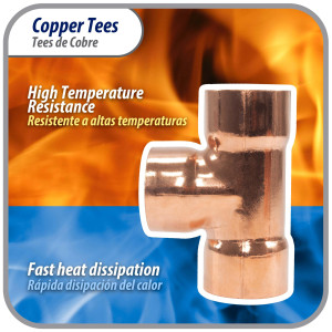 Appli Parts AP-T078B10 7/8in Wrot Copper Tee CxCxC connections for refrigeration, air conditioning and plumbing applications ACR and Type L copper pipe (10 x Bag)
 Appli Parts AP-T078B10 7/8in Wrot Copper Tee CxCxC connections for refrigeration, air conditioning and plumbing applications ACR and Type L copper pipe (10 x Bag)