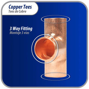Appli Parts AP-T038B10 3/8in Wrot Copper Tee CxCxC connections for refrigeration, air conditioning and plumbing applications ACR and Type L copper pipe (10 x Bag)
 Appli Parts AP-T038B10 3/8in Wrot Copper Tee CxCxC connections for refrigeration, air conditioning and plumbing applications ACR and Type L copper pipe (10 x Bag)