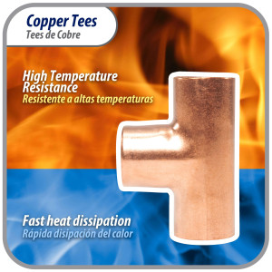Appli Parts AP-T038B10 3/8in Wrot Copper Tee CxCxC connections for refrigeration, air conditioning and plumbing applications ACR and Type L copper pipe (10 x Bag)
 Appli Parts AP-T038B10 3/8in Wrot Copper Tee CxCxC connections for refrigeration, air conditioning and plumbing applications ACR and Type L copper pipe (10 x Bag)
