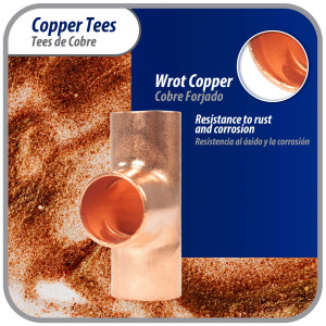 Appli Parts AP-T038B10 3/8in Wrot Copper Tee CxCxC connections for refrigeration, air conditioning and plumbing applications ACR and Type L copper pipe (10 x Bag)
 Appli Parts AP-T038B10 3/8in Wrot Copper Tee CxCxC connections for refrigeration, air conditioning and plumbing applications ACR and Type L copper pipe (10 x Bag)
