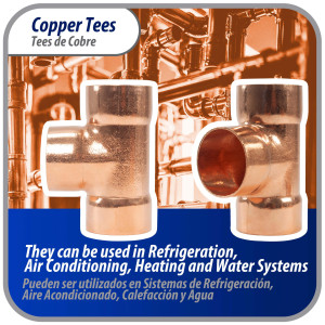 Appli Parts AP-T118B5 1-1/8in Wrot Copper Tee CxCxC connections for refrigeration, air conditioning and plumbing applications ACR and Type L copper pipe (5 x Bag)
 Appli Parts AP-T118B5 1-1/8in Wrot Copper Tee CxCxC connections for refrigeration, air conditioning and plumbing applications ACR and Type L copper pipe (5 x Bag)