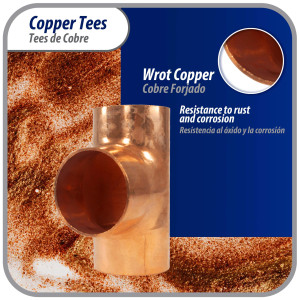 Appli Parts AP-T158 1-5/8 in Wrot Copper Tee CxCxC connections for refrigeration, air conditioning and plumbing applications ACR and Type L copper pipe Appli Parts AP-T158 1-5/8 in Wrot Copper Tee CxCxC connections for refrigeration, air conditioning and plumbing applications ACR and Type L copper pipe