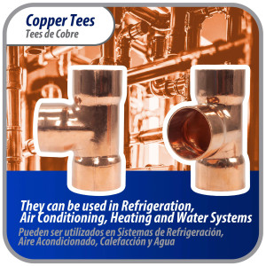 Appli Parts AP-T078 7/8 in Wrot Copper Tee CxCxC connections for refrigeration, air conditioning and plumbing applications ACR and Type L copper pipe Appli Parts AP-T078 7/8 in Wrot Copper Tee CxCxC connections for refrigeration, air conditioning and plumbing applications ACR and Type L copper pipe