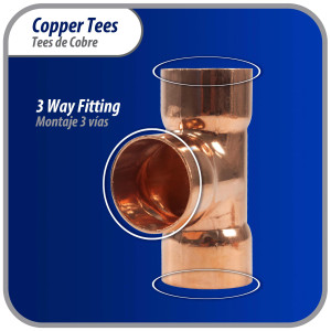 Appli Parts AP-T078 7/8 in Wrot Copper Tee CxCxC connections for refrigeration, air conditioning and plumbing applications ACR and Type L copper pipe Appli Parts AP-T078 7/8 in Wrot Copper Tee CxCxC connections for refrigeration, air conditioning and plumbing applications ACR and Type L copper pipe