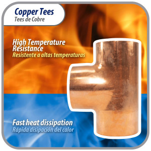 Appli Parts AP-T158B5 1-5/8in Wrot Copper Tee CxCxC connections for refrigeration, air conditioning and plumbing applications ACR and Type L copper pipe (5 x Bag)
 Appli Parts AP-T158B5 1-5/8in Wrot Copper Tee CxCxC connections for refrigeration, air conditioning and plumbing applications ACR and Type L copper pipe (5 x Bag)