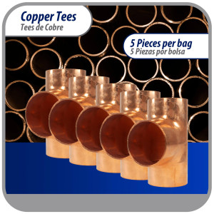 Appli Parts AP-T158B5 1-5/8in Wrot Copper Tee CxCxC connections for refrigeration, air conditioning and plumbing applications ACR and Type L copper pipe (5 x Bag)
 Appli Parts AP-T158B5 1-5/8in Wrot Copper Tee CxCxC connections for refrigeration, air conditioning and plumbing applications ACR and Type L copper pipe (5 x Bag)