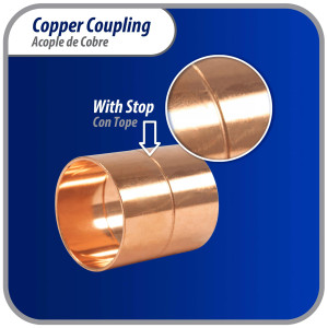 Appli Parts AP-A158 1-5/8 in Wrot Copper Coupling fitting CxC Sweat connections for refrigeration, air conditioning and plumbing applications ACR and Type L copper pipe (5 x Bag)
 Appli Parts AP-A158 1-5/8 in Wrot Copper Coupling fitting CxC Sweat connections for refrigeration, air conditioning and plumbing applications ACR and Type L copper pipe (5 x Bag)