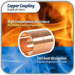 Appli Parts AP-A158 1-5/8 in Wrot Copper Coupling fitting CxC Sweat connections for refrigeration, air conditioning and plumbing applications ACR and Type L copper pipe (5 x Bag)
 Appli Parts AP-A158 1-5/8 in Wrot Copper Coupling fitting CxC Sweat connections for refrigeration, air conditioning and plumbing applications ACR and Type L copper pipe (5 x Bag)