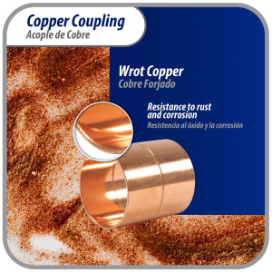 Appli Parts AP-A158 1-5/8 in Wrot Copper Coupling fitting CxC Sweat connections for refrigeration, air conditioning and plumbing applications ACR and Type L copper pipe (5 x Bag)
 Appli Parts AP-A158 1-5/8 in Wrot Copper Coupling fitting CxC Sweat connections for refrigeration, air conditioning and plumbing applications ACR and Type L copper pipe (5 x Bag)