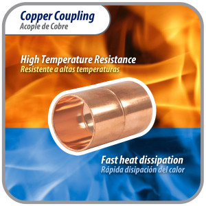 Appli Parts AP-A034 3/4 in Wrot Copper Coupling fitting CxC Sweat connections for refrigeration, air conditioning and plumbing applications ACR and Type L copper pipe Appli Parts AP-A034 3/4 in Wrot Copper Coupling fitting CxC Sweat connections for refrigeration, air conditioning and plumbing applications ACR and Type L copper pipe