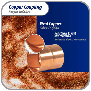Appli Parts AP-A118 1-1/8 in Wrot Copper Coupling fitting CxC Sweat connections for refrigeration, air conditioning and plumbing applications ACR and Type L copper pipe Appli Parts AP-A118 1-1/8 in Wrot Copper Coupling fitting CxC Sweat connections for refrigeration, air conditioning and plumbing applications ACR and Type L copper pipe