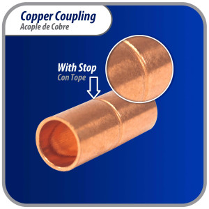 Appli Parts AP-A014B10 1/4 in Wrot Copper Coupling fitting CxC Sweat connections for refrigeration, air conditioning and plumbing applications ACR and Type L copper pipe (10 x Bag)
 Appli Parts AP-A014B10 1/4 in Wrot Copper Coupling fitting CxC Sweat connections for refrigeration, air conditioning and plumbing applications ACR and Type L copper pipe (10 x Bag)