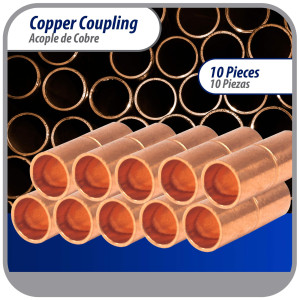 Appli Parts AP-A014B10 1/4 in Wrot Copper Coupling fitting CxC Sweat connections for refrigeration, air conditioning and plumbing applications ACR and Type L copper pipe (10 x Bag)
 Appli Parts AP-A014B10 1/4 in Wrot Copper Coupling fitting CxC Sweat connections for refrigeration, air conditioning and plumbing applications ACR and Type L copper pipe (10 x Bag)