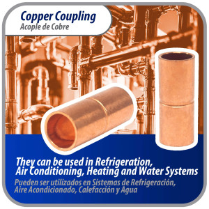 Appli Parts AP-A014B10 1/4 in Wrot Copper Coupling fitting CxC Sweat connections for refrigeration, air conditioning and plumbing applications ACR and Type L copper pipe (10 x Bag)
 Appli Parts AP-A014B10 1/4 in Wrot Copper Coupling fitting CxC Sweat connections for refrigeration, air conditioning and plumbing applications ACR and Type L copper pipe (10 x Bag)