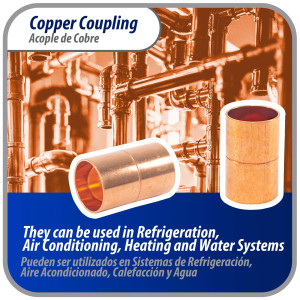 Appli Parts AP-A058B10 5/8in Wrot Copper Coupling fitting C x C Sweat connections for refrigeration, air conditioning and plumbing applications ACR and Type L copper pipe (10 x Bag)
 Appli Parts AP-A058B10 5/8in Wrot Copper Coupling fitting C x C Sweat connections for refrigeration, air conditioning and plumbing applications ACR and Type L copper pipe (10 x Bag)