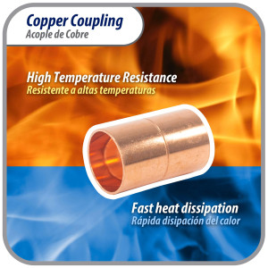 Appli Parts AP-A058B10 5/8in Wrot Copper Coupling fitting C x C Sweat connections for refrigeration, air conditioning and plumbing applications ACR and Type L copper pipe (10 x Bag)
 Appli Parts AP-A058B10 5/8in Wrot Copper Coupling fitting C x C Sweat connections for refrigeration, air conditioning and plumbing applications ACR and Type L copper pipe (10 x Bag)