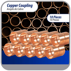 Appli Parts AP-A078B10 7/8 in Wrot Copper Coupling fitting CxC Sweat connections for refrigeration, air conditioning and plumbing applications ACR and Type L copper pipe (10 x Bag)
 Appli Parts AP-A078B10 7/8 in Wrot Copper Coupling fitting CxC Sweat connections for refrigeration, air conditioning and plumbing applications ACR and Type L copper pipe (10 x Bag)