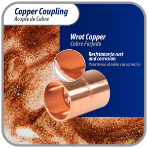 Appli Parts AP-A012B10 1/2 in Wrot Copper Coupling fitting CxC Sweat connections for refrigeration, air conditioning and plumbing applications ACR and Type L copper pipe (10 x Bag)
 Appli Parts AP-A012B10 1/2 in Wrot Copper Coupling fitting CxC Sweat connections for refrigeration, air conditioning and plumbing applications ACR and Type L copper pipe (10 x Bag)