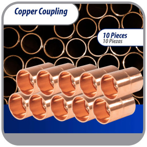 Appli Parts AP-A012B10 1/2 in Wrot Copper Coupling fitting CxC Sweat connections for refrigeration, air conditioning and plumbing applications ACR and Type L copper pipe (10 x Bag)
 Appli Parts AP-A012B10 1/2 in Wrot Copper Coupling fitting CxC Sweat connections for refrigeration, air conditioning and plumbing applications ACR and Type L copper pipe (10 x Bag)