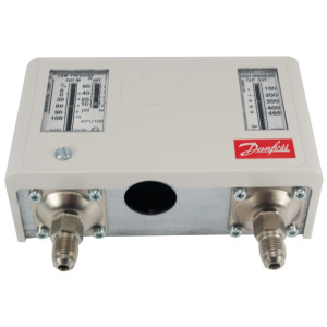 Danfoss 060-5249 KPU15B Dual Pressure Switch, Low 10 to 60 psi, High 100 to 465 psi, SPST (NO+NC), Auto Manual Max Reset, 1/4 in Male Flare Connections Danfoss 060-5249 KPU15B Dual Pressure Switch, Low 10 to 60 psi, High 100 to 465 psi, SPST (NO+NC), Auto Manual Max Reset, 1/4 in Male Flare Connections