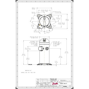 Danfoss HRH048U1LP6 4 tons 48,000 btu/h Compatible with R410A, Scroll compressor for Air conditioning 208-230/1/60 (V/Ph/Hz) Discharge 1/2 in, Suction 7/8 in, ODF, PVE Oil 121L2582, 121L2579