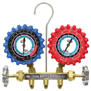 Uniweld QS8N5SM410A-8 Maniflold R410, R32, psi/bar, Celsius, 2-V Brass with 3-1/8 in NPF Gauges 5 ft SMB Ez-Turn AB Hoses Uniweld QS8N5SM410A-8 Maniflold R410, R32, psi/bar, Celsius, 2-V Brass with 3-1/8 in NPF Gauges 5 ft SMB Ez-Turn AB Hoses