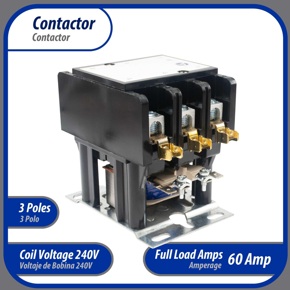 Appli Parts APAC-360240 Heavy Duty Contactor 3 Poles 60A 240V Coil Replacement for AC Compressors and Electrical Applications UL Certified E476929 Appli Parts APAC-360240 Heavy Duty Contactor 3 Poles 60A 240V Coil Replacement for AC Compressors and Electrical Applications UL Certified E476929