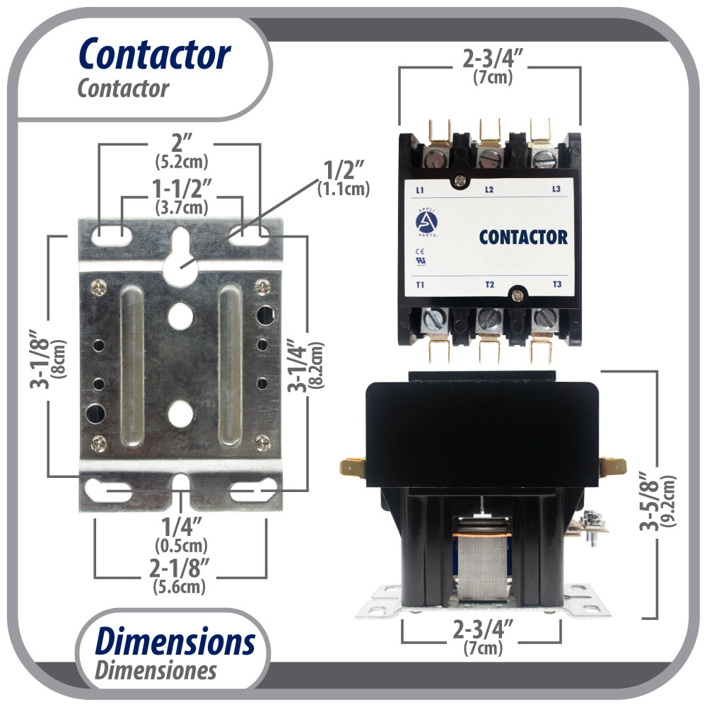 Appli Parts APAC-360240 Heavy Duty Contactor 3 Poles 60A 240V Coil Replacement for AC Compressors and Electrical Applications UL Certified E476929 Appli Parts APAC-360240 Heavy Duty Contactor 3 Poles 60A 240V Coil Replacement for AC Compressors and Electrical Applications UL Certified E476929