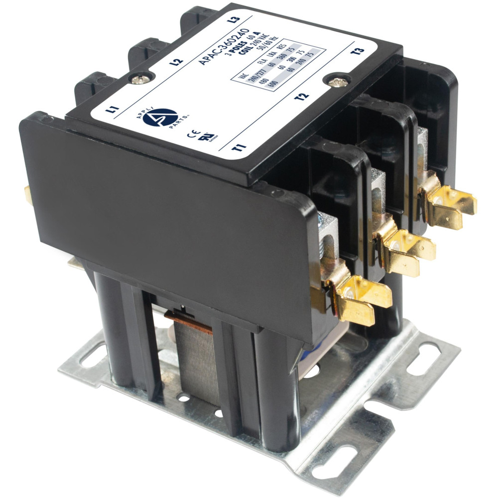 Appli Parts APAC-360240 Heavy Duty Contactor 3 Poles 60A 240V Coil Replacement for AC Compressors and Electrical Applications UL Certified E476929 Appli Parts APAC-360240 Heavy Duty Contactor 3 Poles 60A 240V Coil Replacement for AC Compressors and Electrical Applications UL Certified E476929