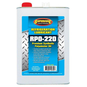 Supercool 47598 RPO-220 Synthetic Polyol Ester POE 220 Viscocity, 128 oz, for Refrigeration and Air Conditioning Applications Supercool 47598 RPO-220 Synthetic Polyol Ester POE 220 Viscocity, 128 oz, for Refrigeration and Air Conditioning Applications