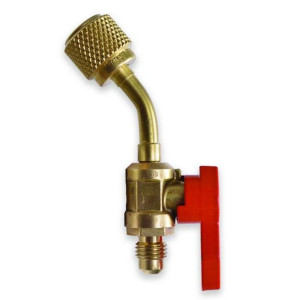 Uniweld UBV14 Ball Valve Hose Adaptor 1/4 in Male Flare and 1/4 in Female Flare Swivel nut with 45 degree bend Uniweld UBV14 Ball Valve Hose Adaptor 1/4 in Male Flare and 1/4 in Female Flare Swivel nut with 45 degree bend