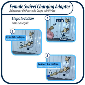 Appli Parts APCA-51614S 5/16 in Female x 1/4 in Male, SAE, Compatible with R410A, Swivel Charging Adapter with Valve Core and Depressor for Ductless Mini Split and other Air Conditioning Applications