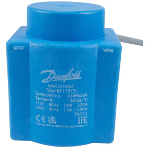 Danfoss 018F6260 Solenoid Coil 110 V, 60 Hz, 11 W, 115 V, 50 Hz, 13 W, with 40 in Cable, IP 67, BF115CS Danfoss 018F6260 Solenoid Coil 110 V, 60 Hz, 11 W, 115 V, 50 Hz, 13 W, with 40 in Cable, IP 67, BF115CS