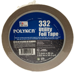 Polyken 332 Aluminum Foil Tape Utility Grade for HVAC 3inX50yd Polyken 332 Aluminum Foil Tape Utility Grade for HVAC 3inX50yd