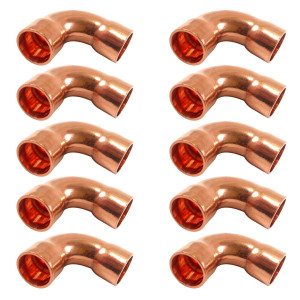 Appli Parts AP-C012LB10 1/2 90 Degree Elbow Long Turn Copper pipe fittings CxC Sweat connections for refrigeration, air conditioning and plumbing applications ACR and Type L copper pipe (10 x Bag)